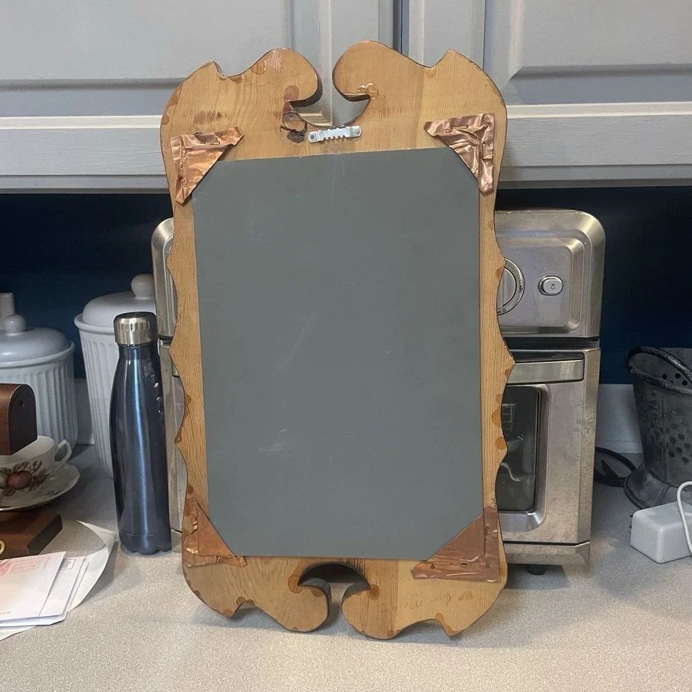 Antique / Vintage Wooden Oak Wall Mirror  Entry away Decor 19